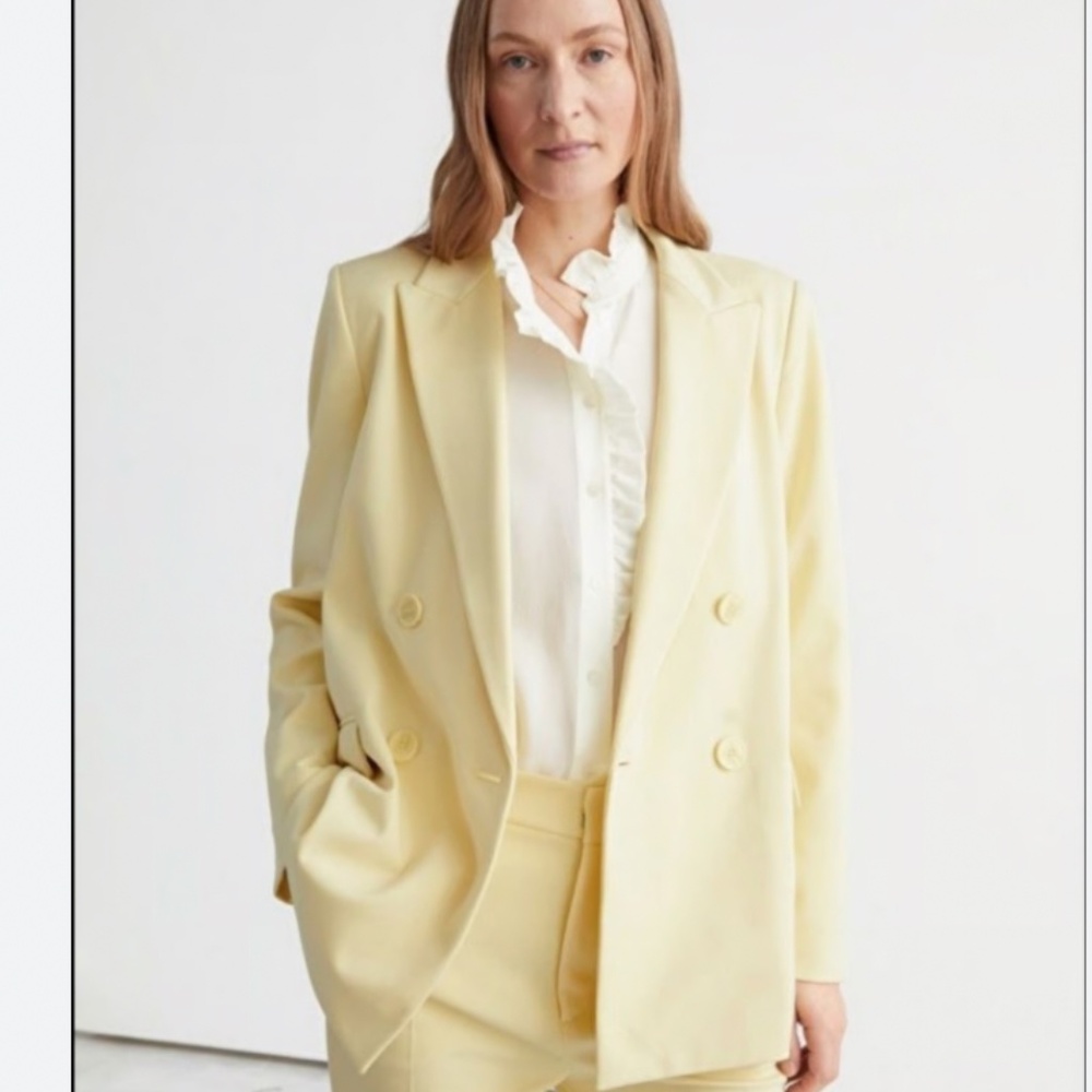 & Other Stories Paris Atelier Yellow Double Breasted‎ Blazer Jacket Size 0